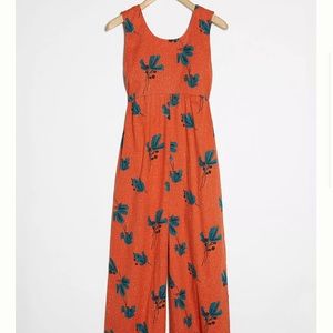 Bel Kazan Jumpsuit Anthropologie Orange Felizia Sleeveless Floral Cotton Sz M